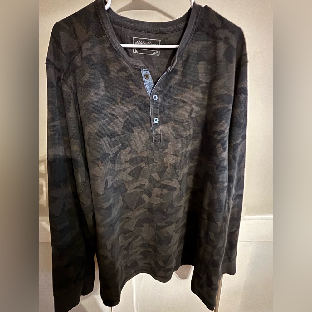 Eddie Bauer Men's Camouflage Long Sleeve Henley